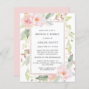 Papier Budget Rose Floral Brunch Bubbly Invitation