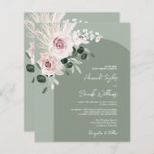 Papier Budget Rose Floral Eucalyptus Sage Mariage Invitat (Devant / Derrière)