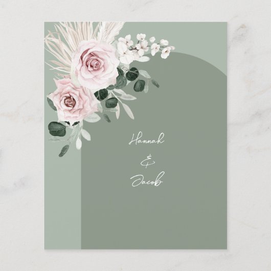Papier Budget Rose Floral Eucalyptus Sage Mariage Invitat (Dos)