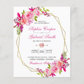 Papier Budget rose floral | Faire-part de mariage Gold Fr (Devant)