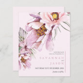 Papier Budget Rose Floral Fleur Mariage Enregistrer La Da (Devant / Derrière)