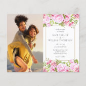 Papier Budget Rose Floral Photos Faire-part de mariage (Devant)