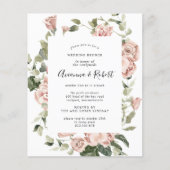 Papier Budget Rose Floral Post Mariage Brunch Invitation (Devant)