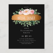 Papier Budget rose Floral Rose or Parties scintillant Loo (Devant)