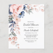 Papier Budget Rose floral Script nuptiale douche Invitati (Devant)