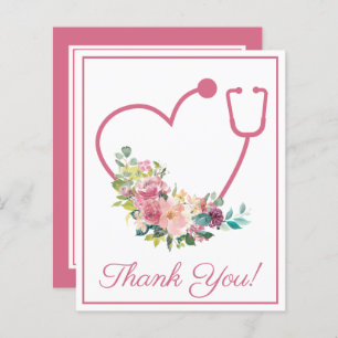 Papier BUDGET rose Floral Stethoscope Merci cardiaque