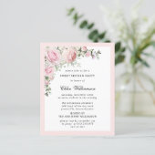 Papier Budget Rose Floral Sweet 16 Party Invitation (Debout devant)
