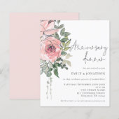Papier Budget Rose Florals Anniversaire Dîner Invitation (Devant / Derrière)