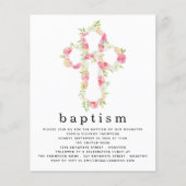 Papier Budget Rose Florals Cross Baptism Invitation (Devant)