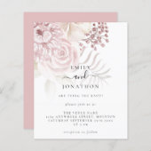 Papier Budget Rose Florals Mariage de script informel (Devant / Derrière)