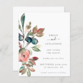 Papier Budget Rose Florals Mariage Enregistrer La Date (Devant / Derrière)