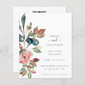 Papier Budget Rose Florals QR Code Mariage Enregistrer La (Devant / Derrière)