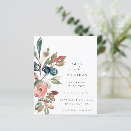 Papier Budget Rose Florals QR Code Mariage Enregistrer La (Debout devant)