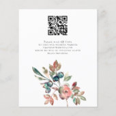 Papier Budget Rose Florals QR Code Mariage Enregistrer La (Dos)