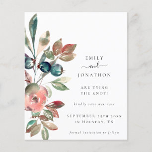 Papier Budget Rose Florals QR Code Mariage Enregistrer La