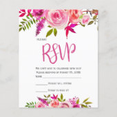 Papier Budget Rose Fuchsia Botanique Mariage floral RSVP (Devant)