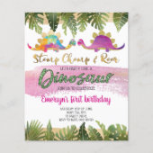 Papier Budget Rose Girl Dinosaur Invitation Anniversaire (Devant)