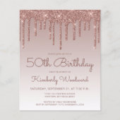Papier Budget Rose Gold 50e Anniversaire Fête Invitation (Devant)