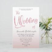 Papier Budget Rose Gold Calligraphie Faire-part de mariag (Debout devant)