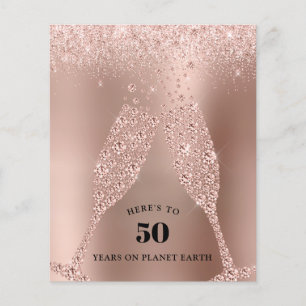 Papier Budget Rose Gold Champagne 50th Birthday Invite