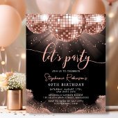 Papier Budget Rose Gold Disco Ball 40e anniversaire Invit