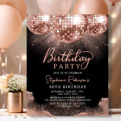 Papier Budget Rose Gold Disco Ball 40e anniversaire Invit