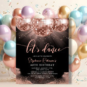 Papier Budget Rose Gold Disco Ball 40e anniversaire Invit