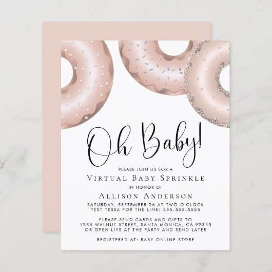 Papier Budget Rose Gold Donuts Virtual Baby Sprinkl (Devant / Derrière)