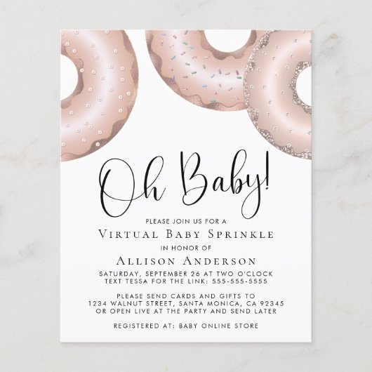 Papier Budget Rose Gold Donuts Virtual Baby Sprinkl (Devant)