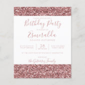 Papier BUDGET Rose Gold Fête d'Anniversaire Paillettes Ro (Devant)