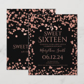 Papier Budget Rose Gold Foil Confetti Sweet 16 Black (Devant / Derrière)