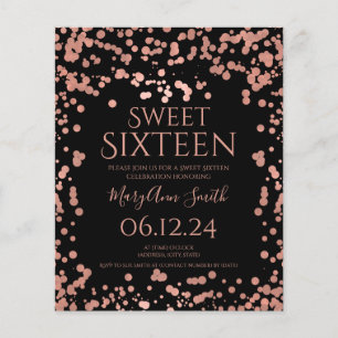 Papier Budget Rose Gold Foil Confetti Sweet 16 Black