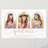 Papier BUDGET Rose Gold Foil Marbre 3 Photo Graduation (Devant)