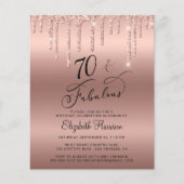 Papier Budget Rose Gold Glitter 70th Birthday Invitation (Devant)