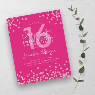 Papier Budget Rose Gold Hot rose Confetti Sweet 16 Invita