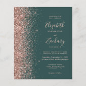 Papier Budget Rose Gold Pailleté Code QR Mariage (Devant)