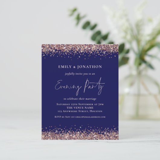 Papier BUDGET Rose Gold Paillettes Invitation de soirée N (Debout devant)