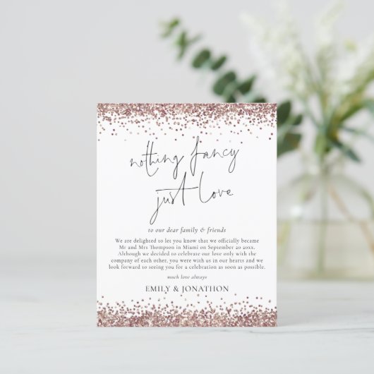 Papier Budget Rose Gold Paillettes Mariage Simple Élégant (Debout devant)