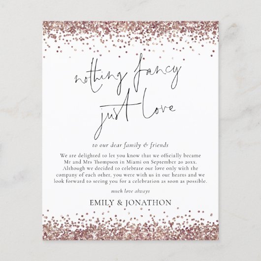 Papier Budget Rose Gold Paillettes Mariage Simple Élégant (Devant)