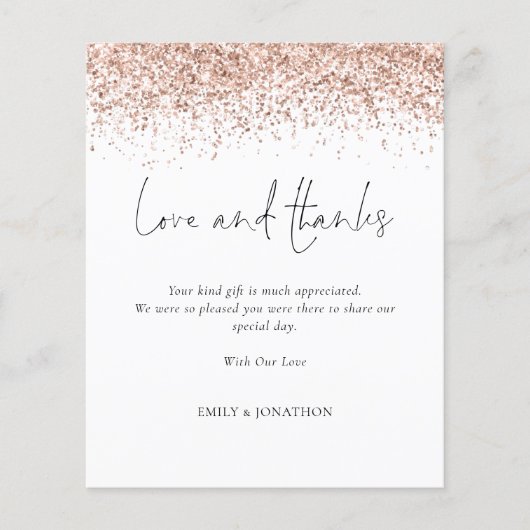 Papier Budget Rose Gold Parties scintillant Amour et Merc (Devant)