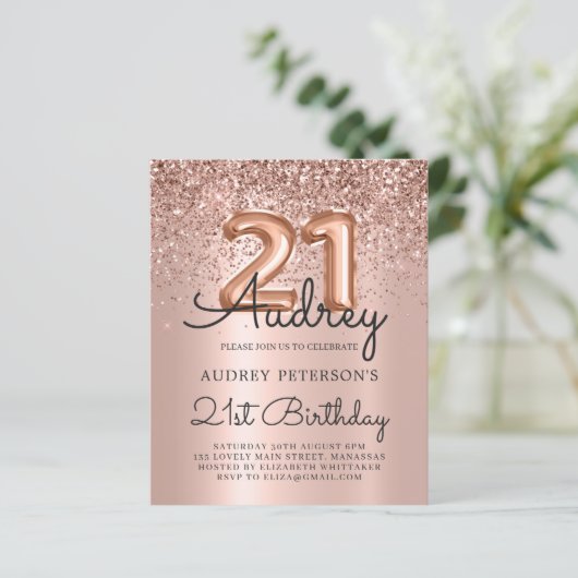 Papier Budget Rose Gold Parties scintillant Balloon 21e a (Debout devant)