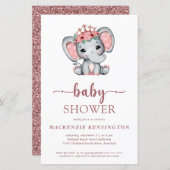 Papier Budget Rose Gold Parties scintillant jolie Eléphan (Devant / Derrière)