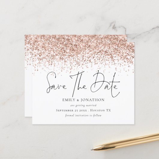 Papier Budget Rose Gold Parties scintillant Mariage Enreg (Devant/Arrière en situation)