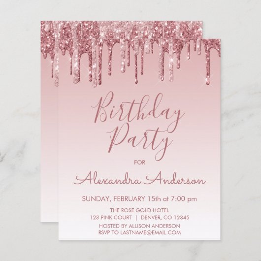 Papier Budget Rose Gold Parties scintillant N'importe que (Devant / Derrière)