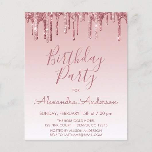 Papier Budget Rose Gold Parties scintillant N'importe que (Devant)