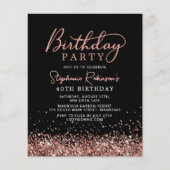Papier Budget Rose Gold Parties scintillant Noir 40e anni (Devant)