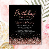 Papier Budget Rose Gold Parties scintillant Noir 40e anni