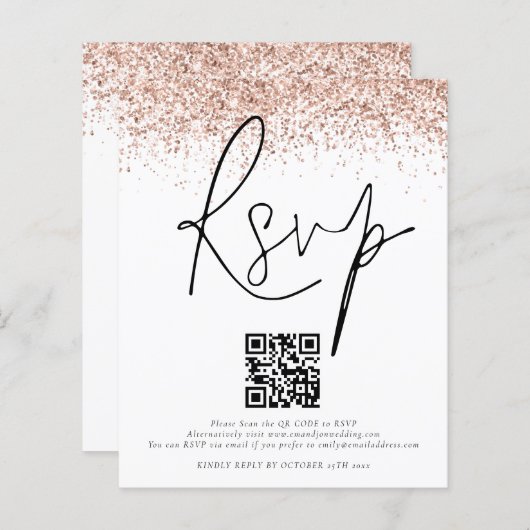 Papier Budget Rose Gold Parties scintillant QR Code Maria (Devant / Derrière)