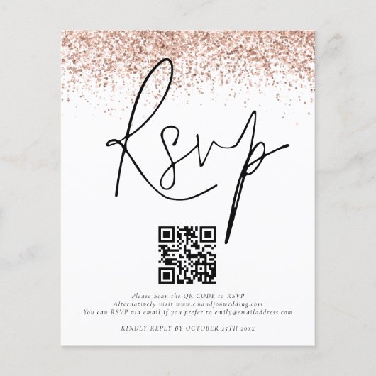 Papier Budget Rose Gold Parties scintillant QR Code Maria (Devant)