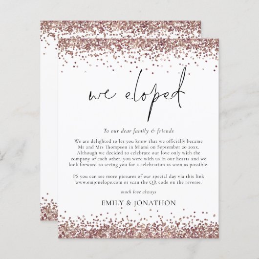 Papier Budget Rose Gold Parties scintillant QR Code Scrip (Devant / Derrière)